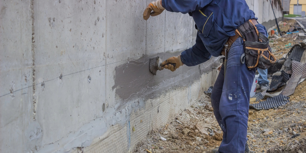 Außenabdichtung gegen aufsteigende Feuchtigkeit im Sockelbereich