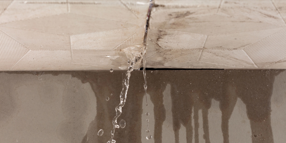 Regenwasser kommt durch die Wand_Eintrittsstellen Regenwasser tritt aus Wandfuge aus und verursacht Durchfeuchtung