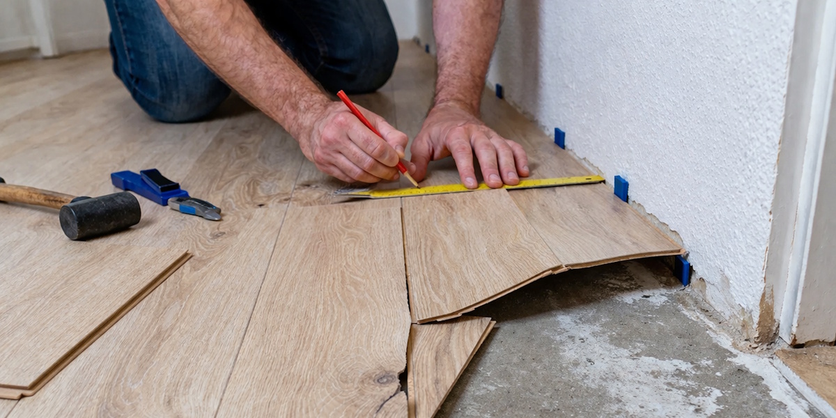 Laminat aufgequollen_Laminat retten Verlegung von Laminat mit beschädigten und aufgequollenen Dielen bei falschem Wandabstand