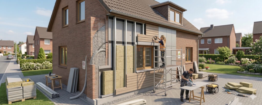 Fassade ohne Putz mit hinterlüfteter Bekleidung dämmen